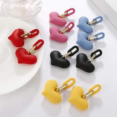 Nihaojewelry jewelry wholesale Korean cute candy color chain peach heart earrings