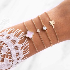 Nihaojewelry simple style coconut tree heart four-leaf clover bracelet set Wholesale Jewelry