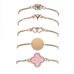 Nihaojewelry simple geometric round heart four-leaf clover bracelet set Wholesale Jewelry