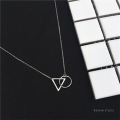 Nihaojewelry Schmuck Großhandel koreanische s925 Sterling Silber Dreieck runde kurze Halskette