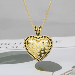 Nihaojewelry simple zircon noir plaqué or collier creux en forme de coeur bijoux en gros