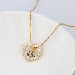 Nihaojewelry simple zircon blanc plaqué or collier en forme de coeur bijoux en gros