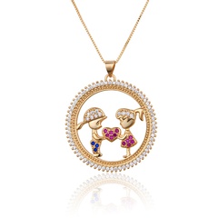 Nihaojewelry simple hollow child round diamond-studded necklace Wholesale Jewelry