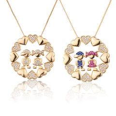 Nihaojewelry simple zircon child round heart pendant necklace Wholesale Jewelry