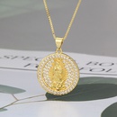 Nihaojewelry simple zircon round full diamond portrait Necklace Wholesale Jewelrypicture10