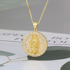 Nihaojewelry simple zircon round full diamond portrait Necklace Wholesale Jewelry