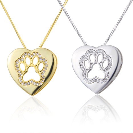Nihaojewelry simple inlaid zircon heart-shaped cat claw necklace Wholesale Jewelry's discount tags