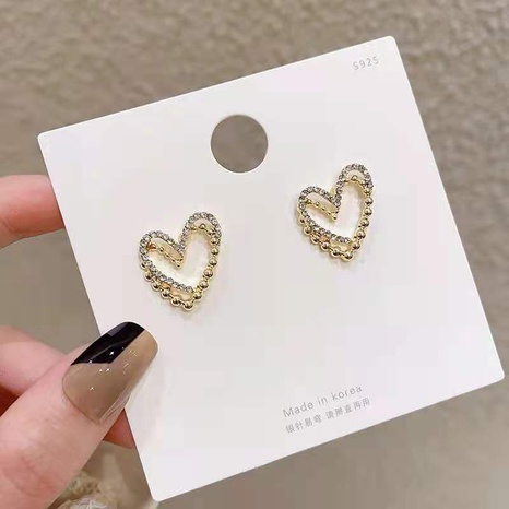 nihaojewelry fashion double-layer heart-shaped stud earrings wholesale jewelry's discount tags