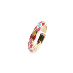 nihaojewelry fashion dripping oil plaid copper open ring wholesale jewelry