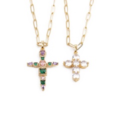 Nihaojewelry fashion zircon cross pendant necklace Wholesale Jewelry