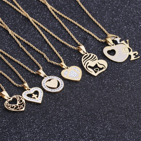 Nihaojewelry hip-hop Style twist chain heart pendant necklace Wholesale Jewelry's discount tags