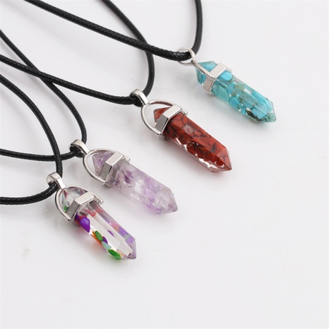 Nihaojewelry fashion turquoise multicolor hexagonal pendant necklace Wholesale Jewelry's discount tags