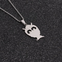 Nihaojewelry Stainless Steel Polished Owl Pendant Necklace Wholesale Jewelry
