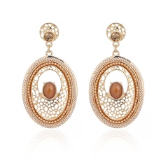 nihaojewelry ethnic style oval hollow carved earrings wholesale jewelry