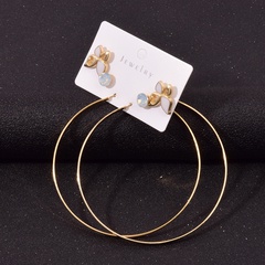 Nihaojewelry jewelry wholesale fashion simple circle butterfly metal rhinestone earrings set