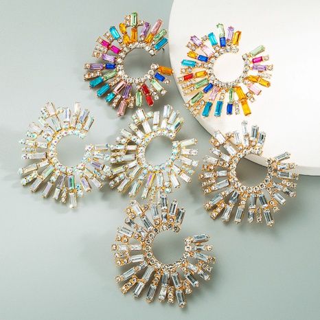 nihaojewelry fashion diamond-studded sunflower earrings wholesale jewelry's discount tags
