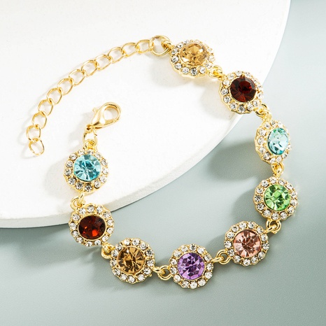 Nihaojewelry fashion color rhinestone chain alloy bracelet Wholesale Jewelry's discount tags