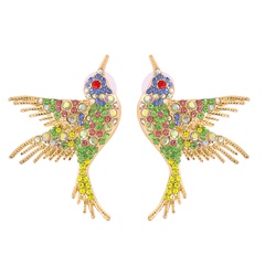 Nihaojewelry bijoux en gros boucles d'oreilles colibri cloutées de diamants de couleur de mode