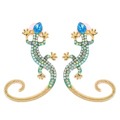 Nihaojewelry jewelry wholesale fashion color diamond lizard animal earrings