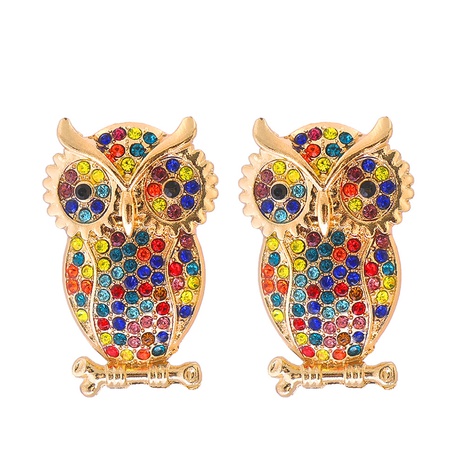 Nihaojewelry jewelry wholesale fashion color diamond owl earrings's discount tags