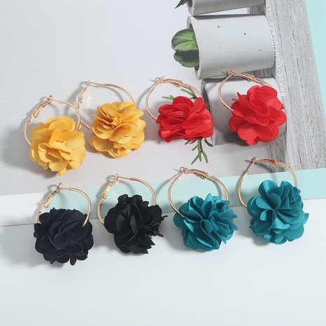 Nihaojewelry jewelry wholesale fashion fabric flower multi-layer three-dimensional earrings's discount tags