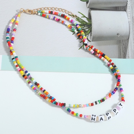 Nihaojewelry jewelry Bohemian letter beads multi-layer necklace wholesale's discount tags