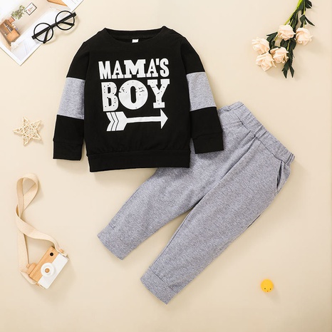 Nihaojewelry casual children round neck letter shirt trousers two-piece set Wholesale NHLF380556's discount tags