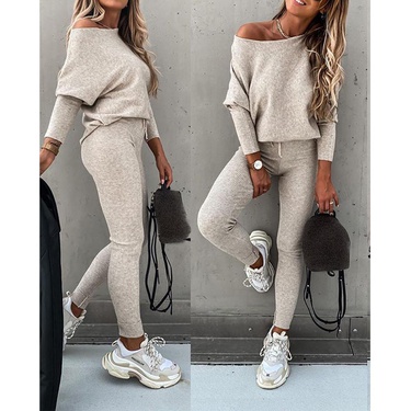 solid color lace-up long sleeve trousers sports suit—13
