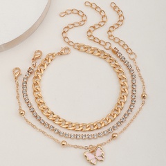 wholesale jewelry children's pink butterfly diamond pendant multilayer bracelet set Nihaojewelry