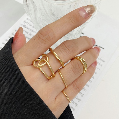 wholesale jewelry geometric hollow twist open ring set Nihaojewelry's discount tags