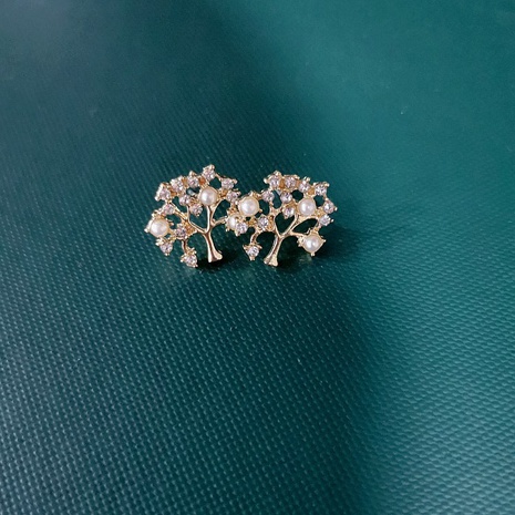 Nihaojewelry simple full diamond pearl tree earrings wholesale jewelry's discount tags