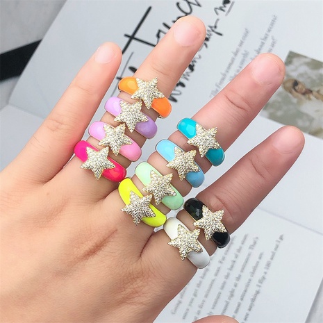 wholesale jewelry star opening dripping oil copper ring Nihaojewelry's discount tags