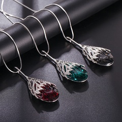 wholesale fashion diamond-studded water drop crystal pendant necklace nihaojewelry