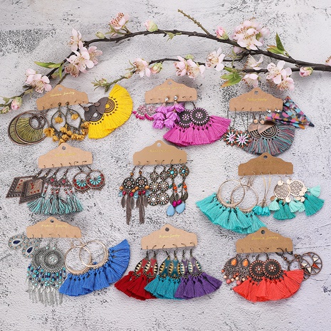wholesale jewelry Bohemian fashion colorful flower big circle earrings Nihaojewelry's discount tags