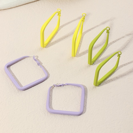 wholesale jewelry fashion geometric alloy paint candy color rhombus earrings Nihaojewelry's discount tags