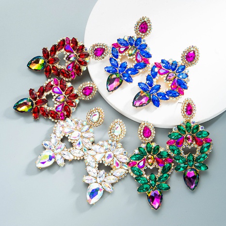 Nihaojewelry wholesale jewelry alloy colorful diamond water drop earrings's discount tags