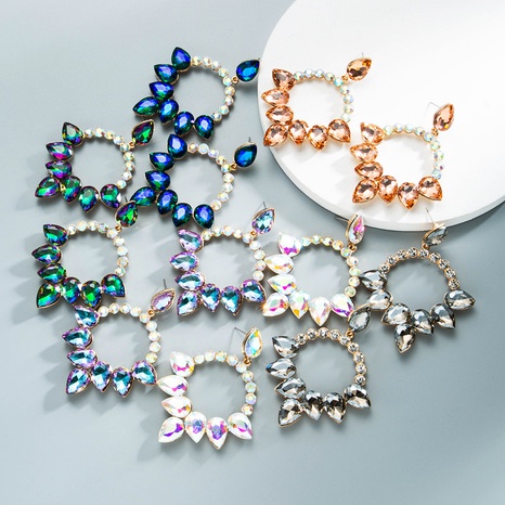 wholesale jewelry new multi-layer drop-shaped glass diamond-studded earrings Nihaojewelry's discount tags