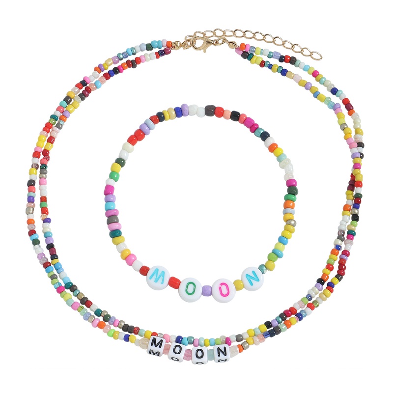 wholesale jewelry letters colorful bead necklace bracelet set Nihaojewelry