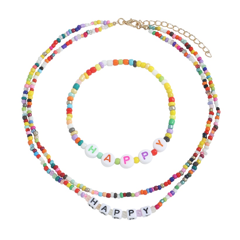 Bijoux Fantaisie Parures Bijoux | Vente En Gros Bijoux Lettres Collier De Perles Colores Ensemble De Bracelets Nihaojewelry - GK43485