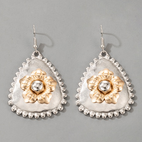 Nihaojewelry wholesale jewelry fashion retro flower geometric silver earrings's discount tags