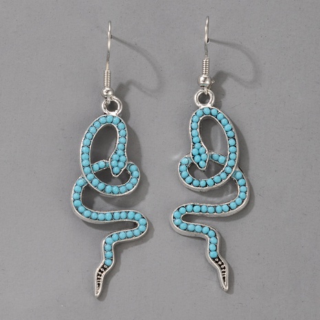 Nihaojewelry wholesale jewelry new bohemian snake-shaped blue beads alloy earrings's discount tags