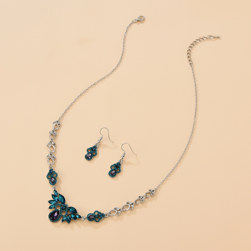 Bijoux Fantaisie Parures Bijoux | Vente En Gros Bijoux Collier Coeur Bleu Boucles D39oreilles Ensemble Nihaojewelry - IK83390