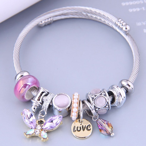 Nihaojewelry wholesale jewelry fashion metal butterfly LOVE water drop pendant bracelet NHSC383194's discount tags