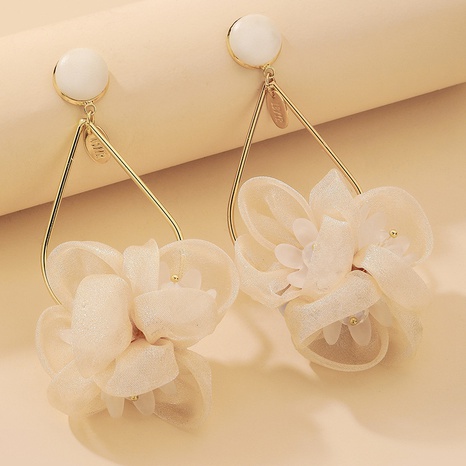 Nihaojewelry wholesale jewelry retro crystal cloth flower earrings's discount tags