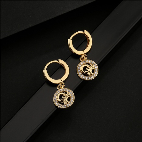wholesale jewelry copper zircon hollow moon earrings Nihaojewelry's discount tags