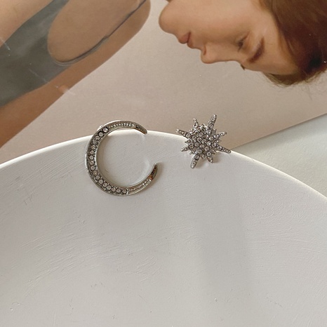 Nihaojewelry Korean style star moon diamond asymmetric earrings wholesale jewelry's discount tags