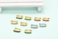 Nihaojewelry bijoux en gros boucles d39oreilles gomtriques  deux ranges de zircons de couleur microincrustepicture8