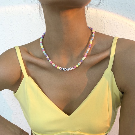 Nihaojewelry böhmischen Stil geometrische Perlen Buchstaben Halskette Großhandel Schmuck's discount tags
