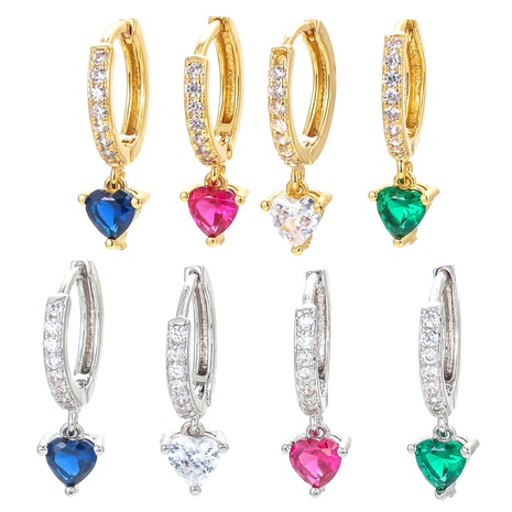 SNihaojewelry wholesale jewelry stainless steel geometric heart color zircon ear buckle's discount tags