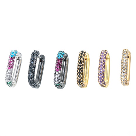 Nihaojewelry wholesale jewelry new U-shaped micro-inlaid color zircon ear buckles's discount tags